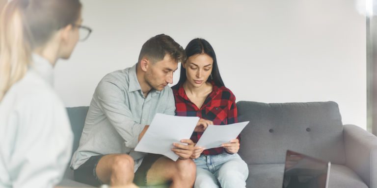 couple discusses mortgage