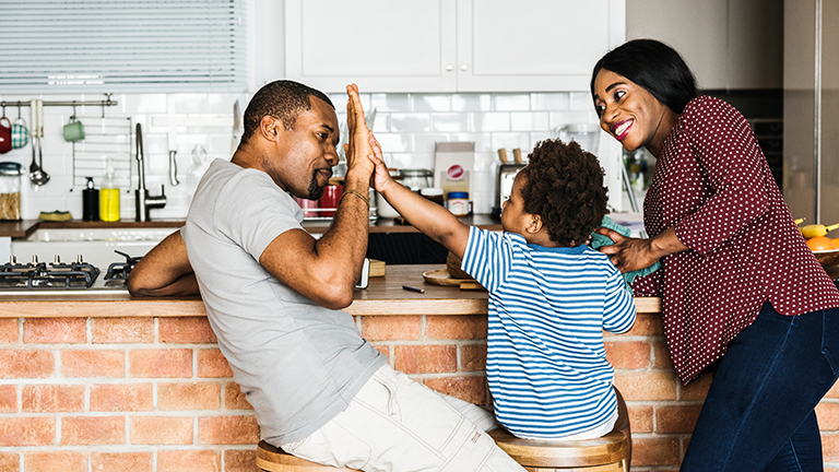 Black family spending time together