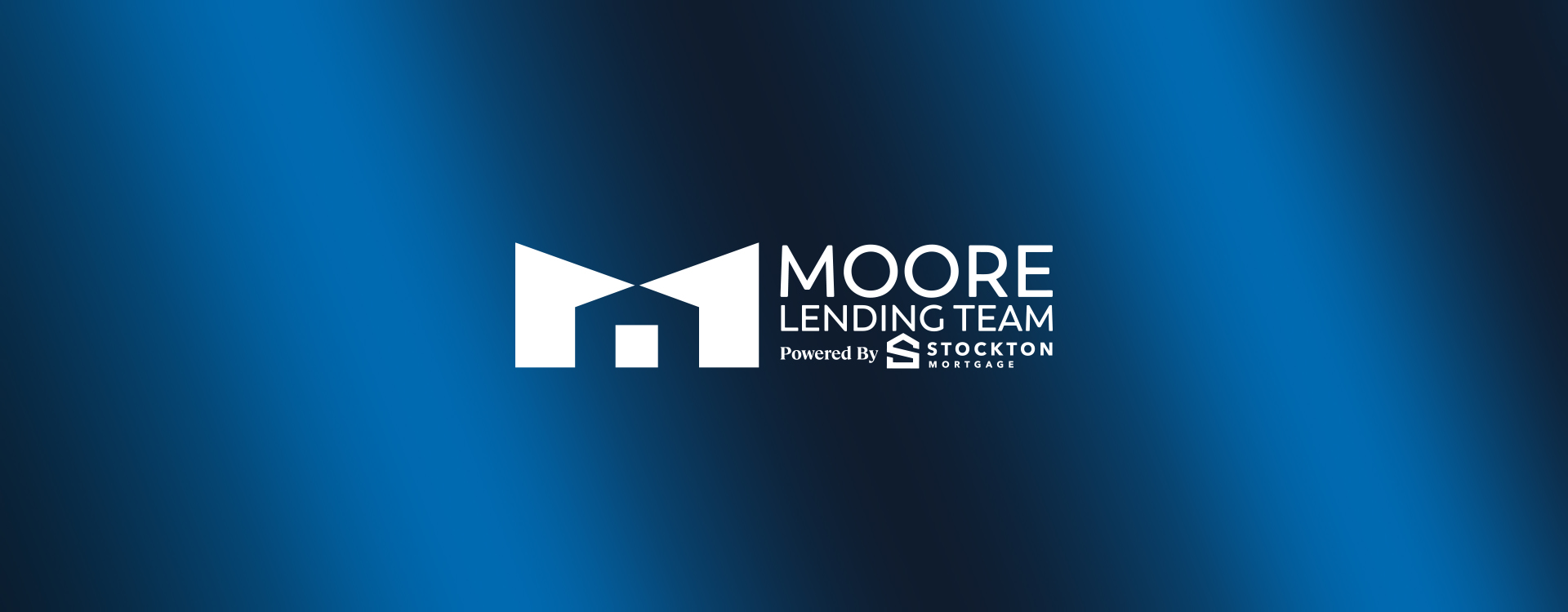 Moore lending team logo on a blue background