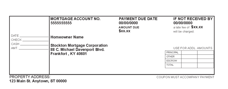 Temporary Mortgage Payment Coupon Example