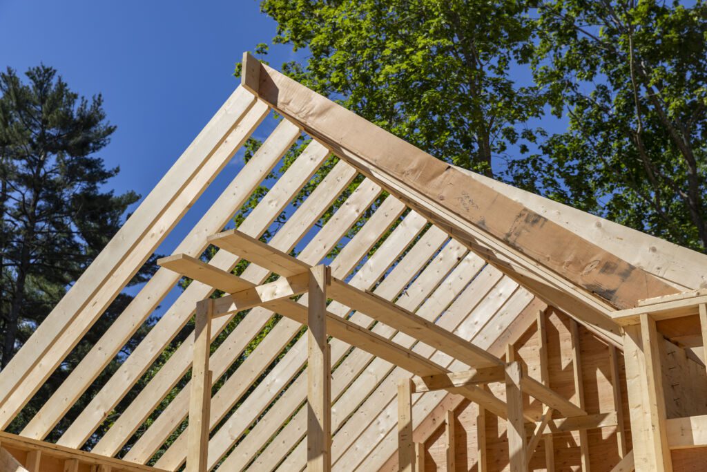 Construction of Residential House Roof  with wood Framing