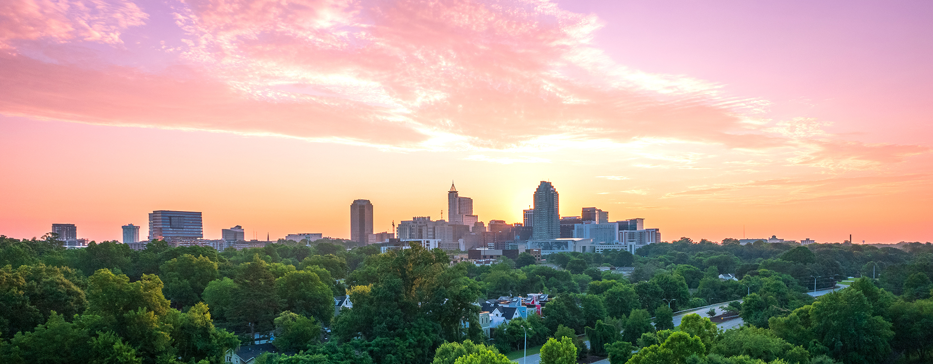 Downtown Raleigh, North Carolina at sunrise.